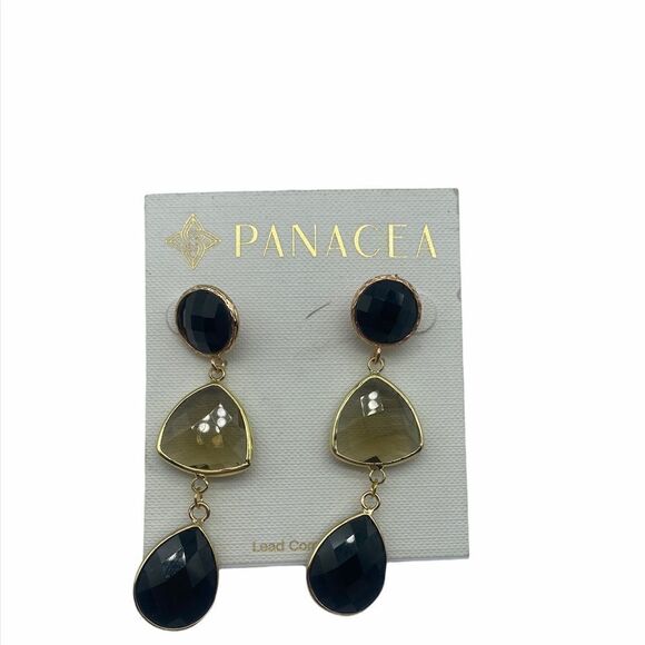 NEW Panacea black drop/dangle earrings - Picture 1 of 2